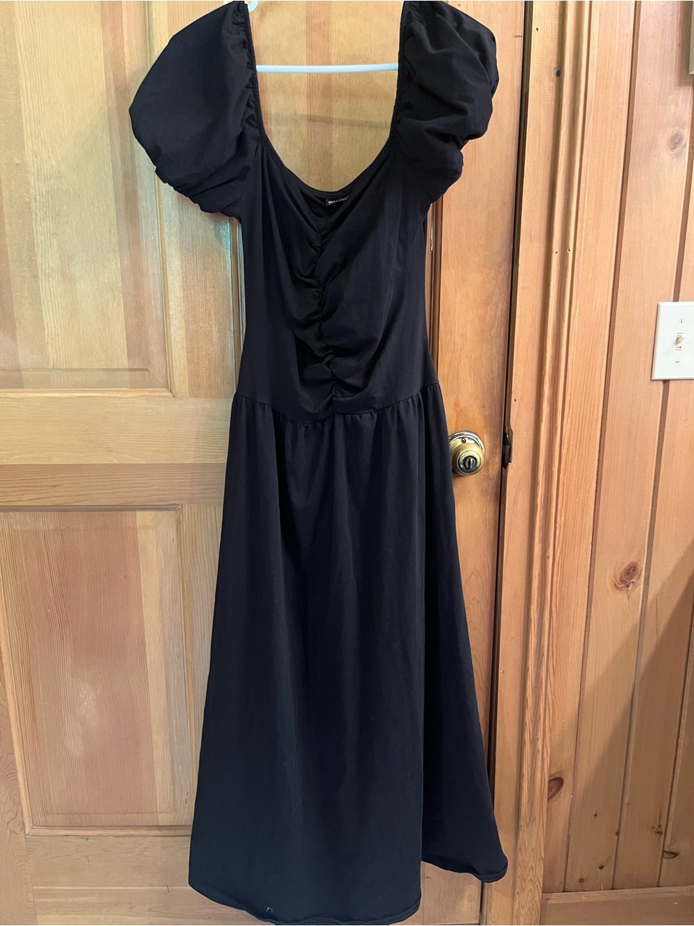 ASOS Black Puff-Sleeve Midi Dress